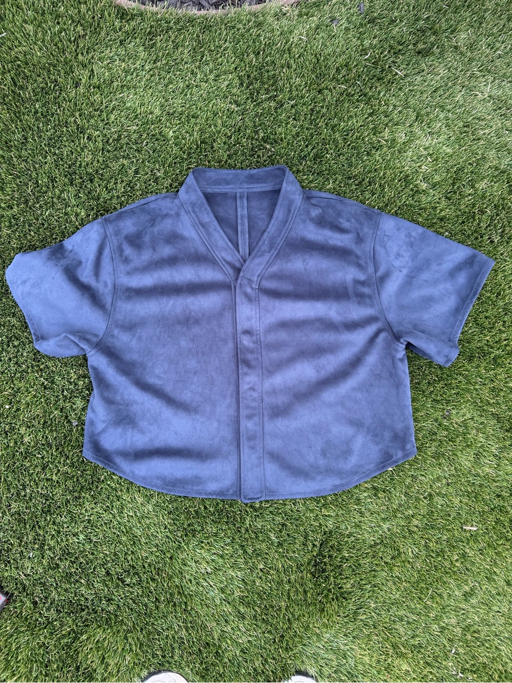 Yeezy Inspired Kanye West Suede Baseball Button Up Shirt